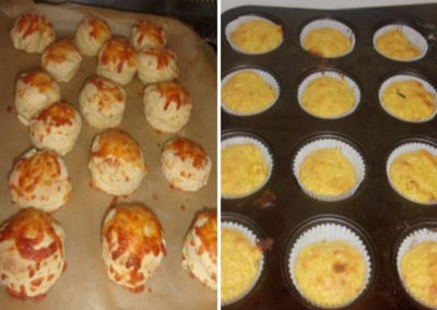A close up photo of Loose Valley's cheese scones and muffins