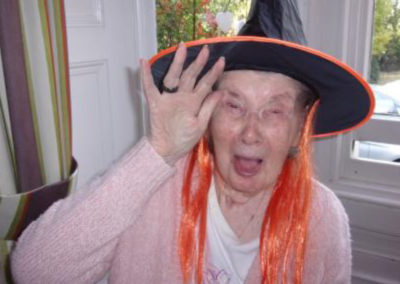 Loose Valley resident dressed as as witch with orange hair