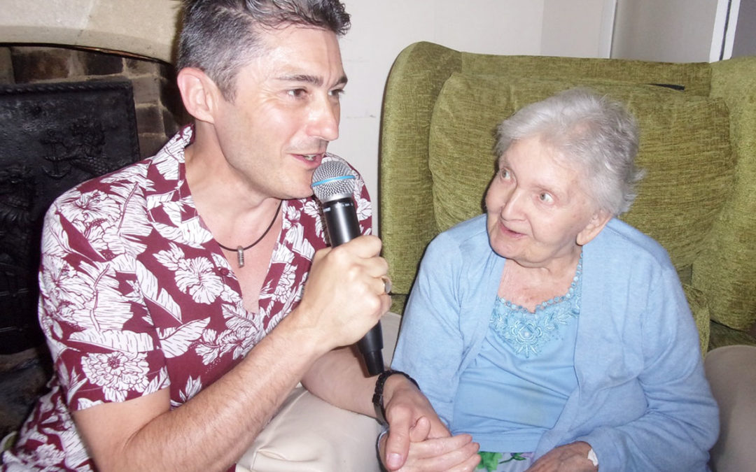 Kevin Walsh entertains at Loose Valley Care Home