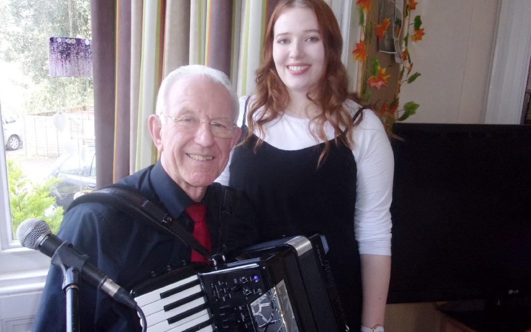 Double birthday celebrations and music duo at Loose Valley Care Home