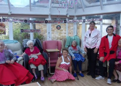 Staff and residents at Loose Valley during a 1950s party