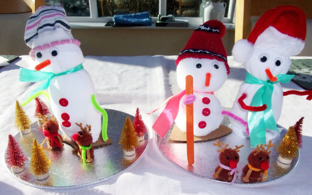 Seasonal sock snowmen at Loose Valley Care Home