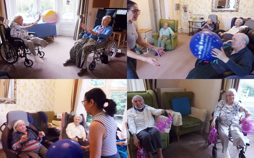 Pilates with pom poms at Loose Valley Care Home