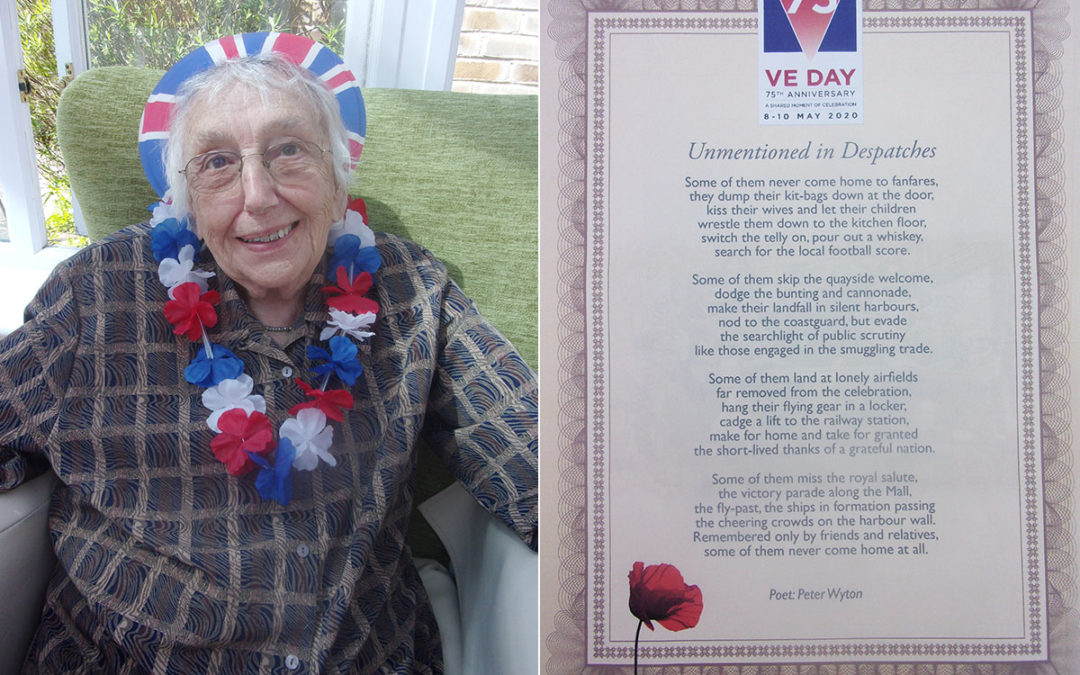 Reminiscing together with a poem on VE Day at Loose Valley Care Home