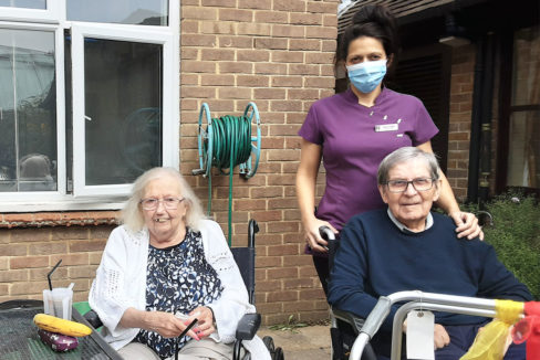 Residents at Loose Valley Care Home enjoying the garden