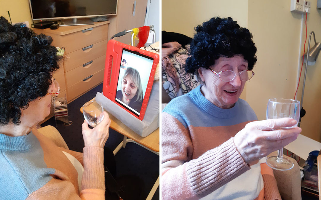 WhatsApp with wigs and wine at Loose Valley Care Home