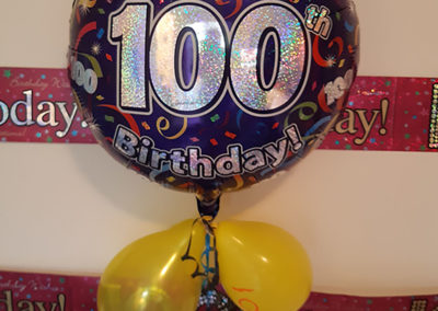A 100 birthday balloon at Loose Valley Care Home