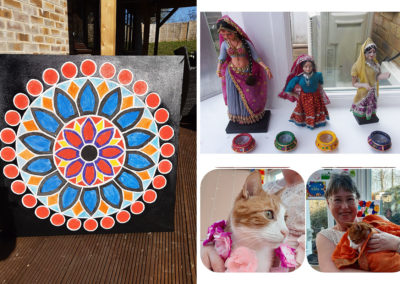 Loose Valley Care Home Cruise arrive in India - Rangoli picture and Indian dolls