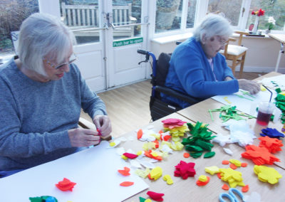 Loose Valley Care Home residents during and arts and crafts session