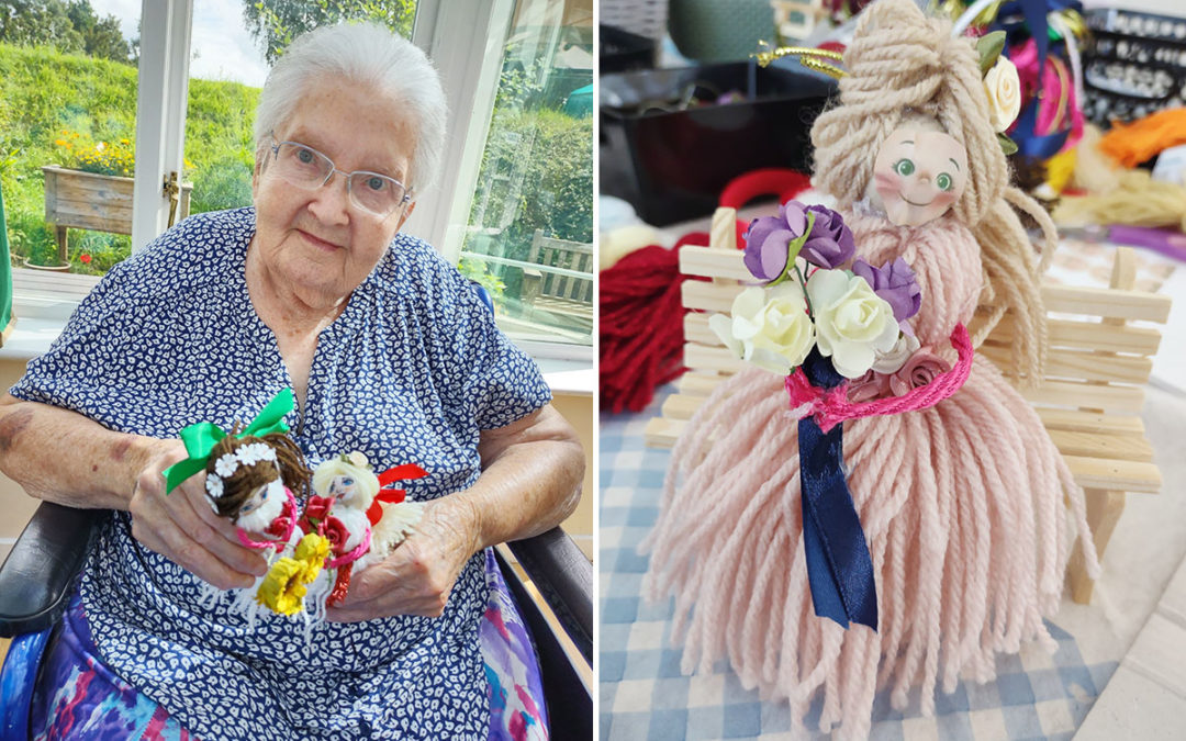 Residents at Loose Valley Care Home make woollen dolls and angels
