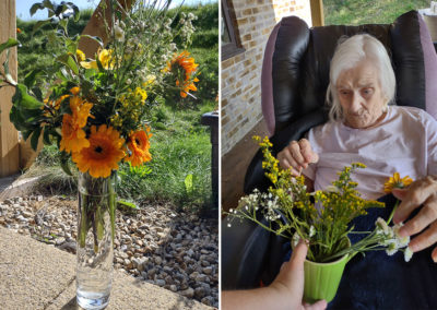 Loose Valley Care Home resident flower arranging