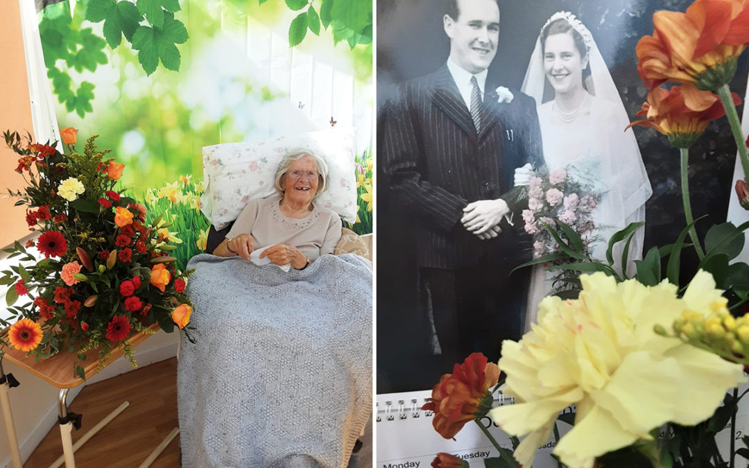 Wedding anniversary flowers at Loose Valley Care Home