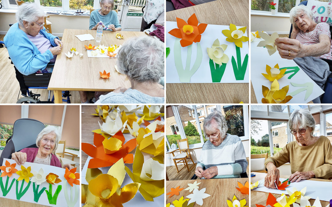 Daffodil crafts at Loose Valley Care Home