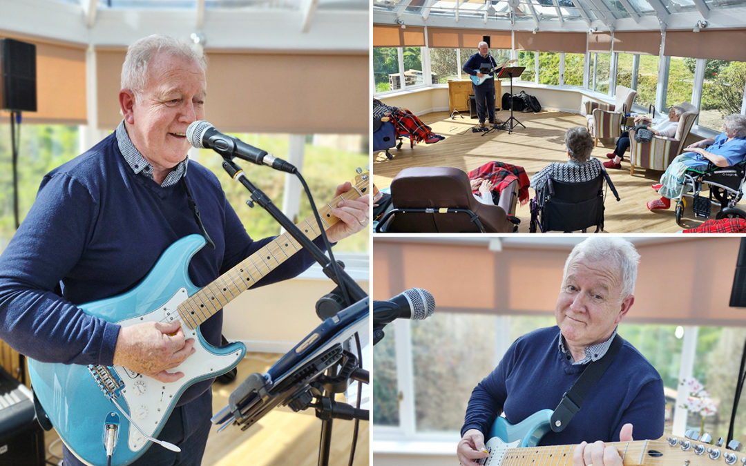 Singer guitarist Roger Channing performs at Loose Valley Care Home