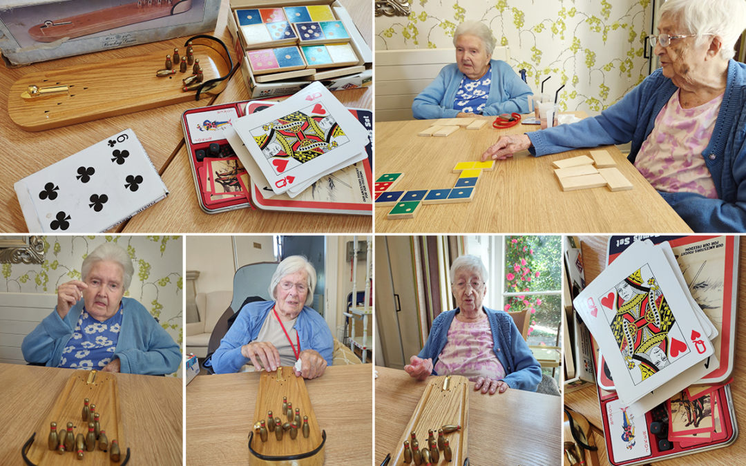 Loose Valley Care Home residents enjoy some tabletop games
