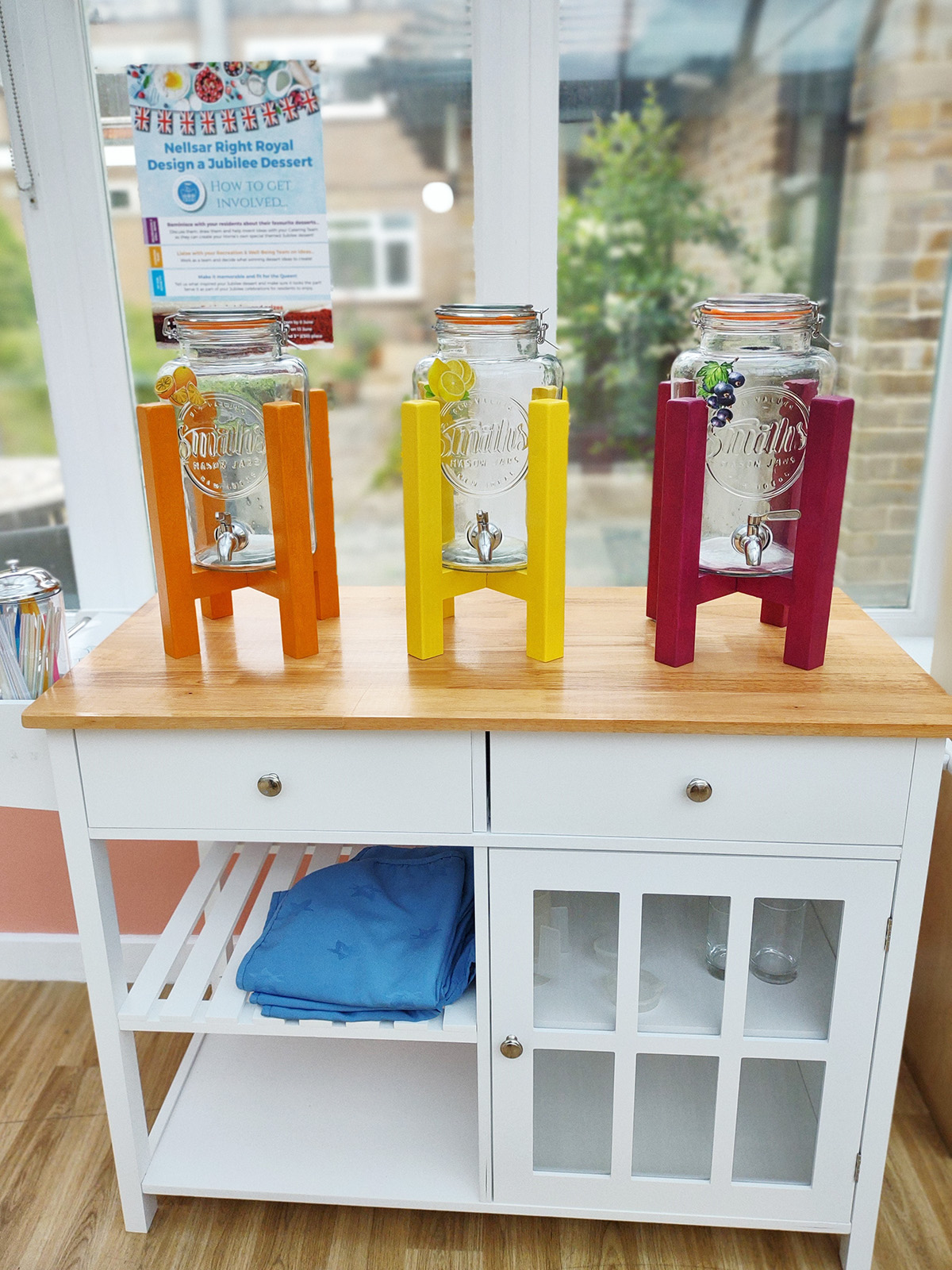 Hydration station fruit juice stands at Loose Valley Care Home