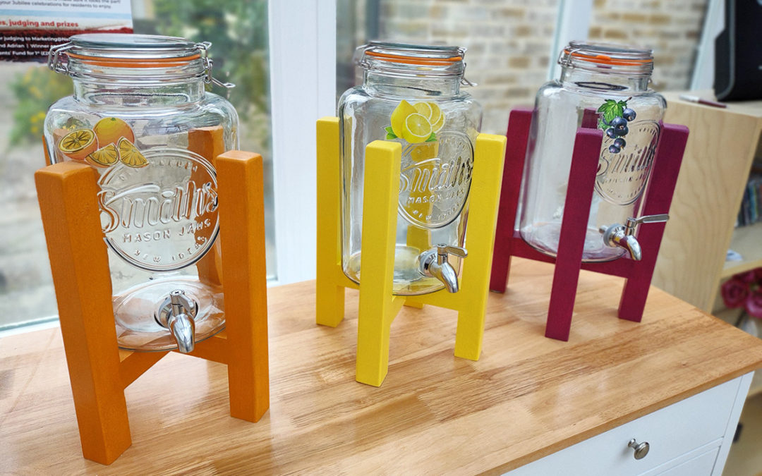 Crafted fruit juice stands at Loose Valley Care Home