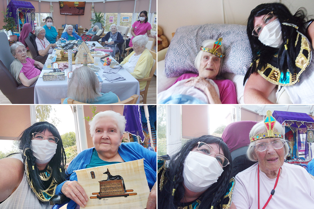 Loose Valley Care Home residents enjoying themed armchair travel to Egypt