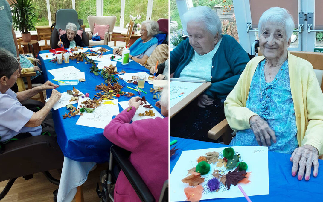 Autumn leaf art at Loose Valley Care Home