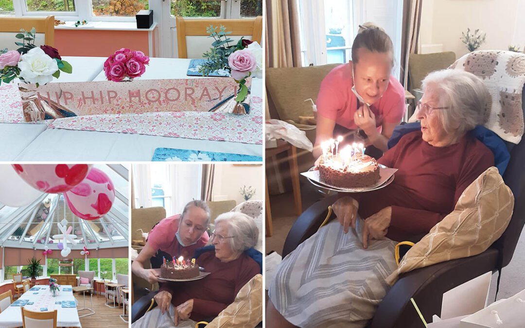 Birthday celebrations for Barbara at Loose Valley Care Home