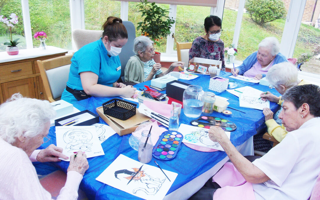 Halloween crafts and decorations at Loose Valley Care Home
