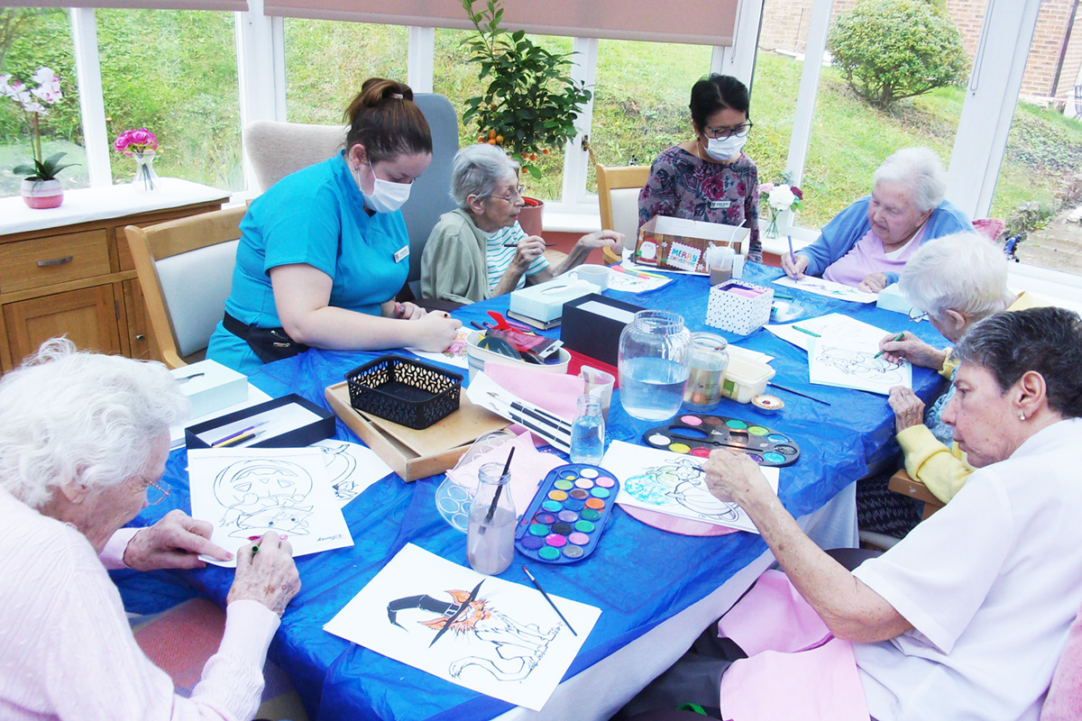 Halloween crafts and decorations at Loose Valley Care Home