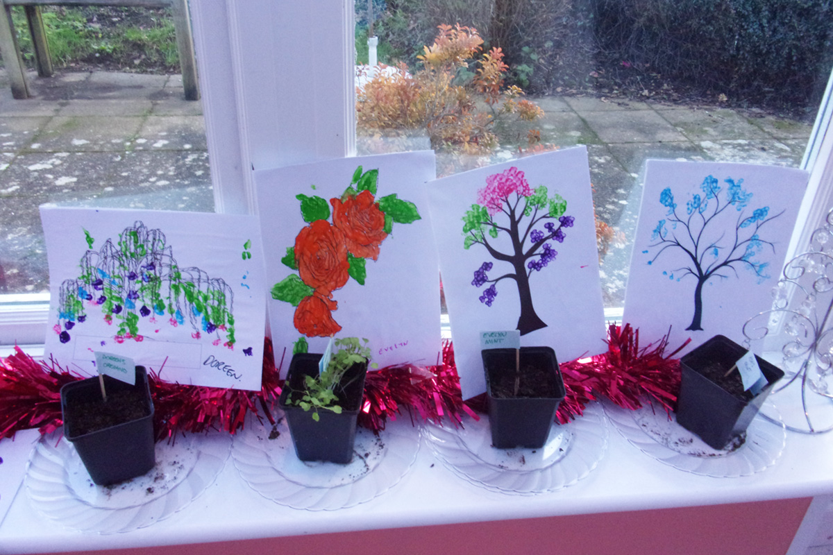 Cotton bud painting at Loose Valley Care Home
