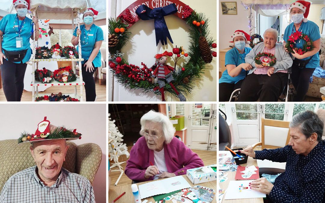 Christmas wreaths and cards at Loose Valley Care Home