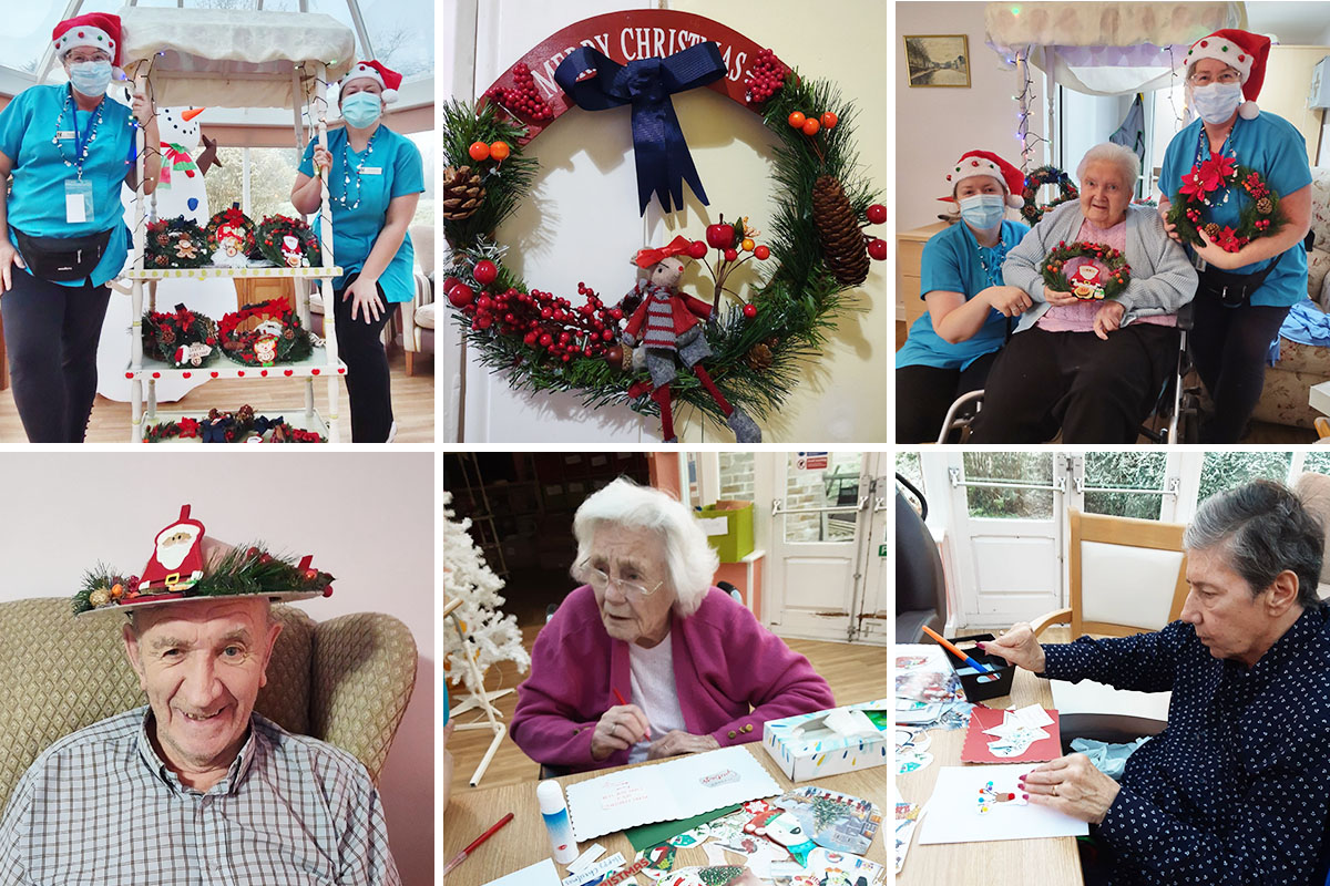 Christmas wreaths and cards at Loose Valley Care Home