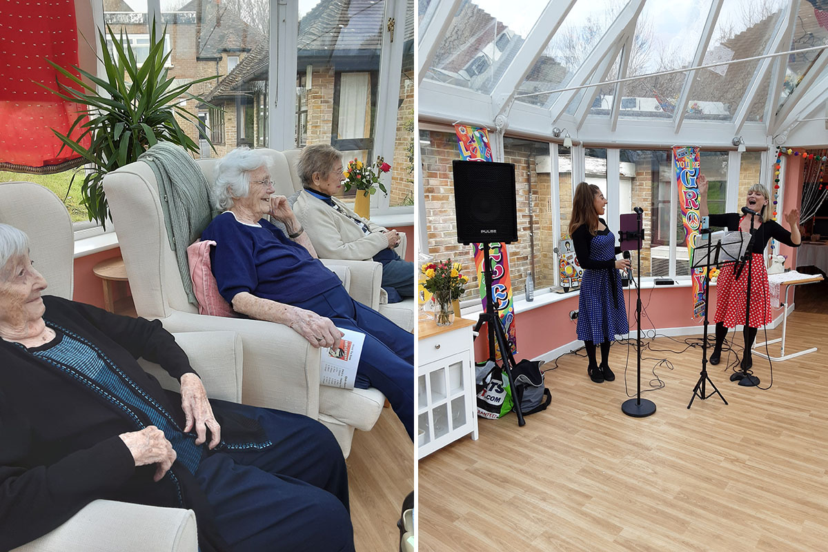 Music from Caz and Ellie at Loose Valley Care Home residents