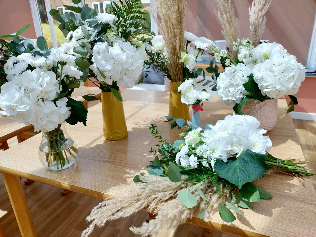Wedding flowers at Loose Valley Care Home