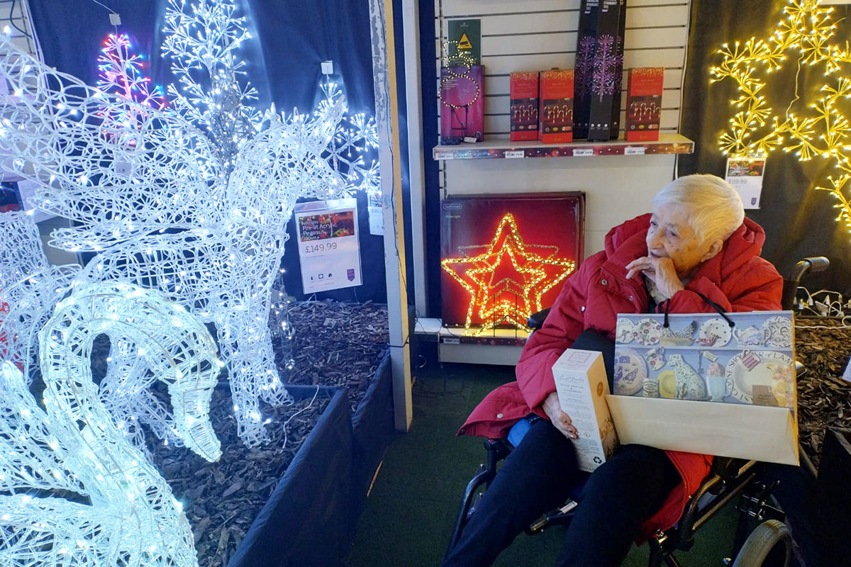 Loose Valley Care Home resident enjoying a festive display