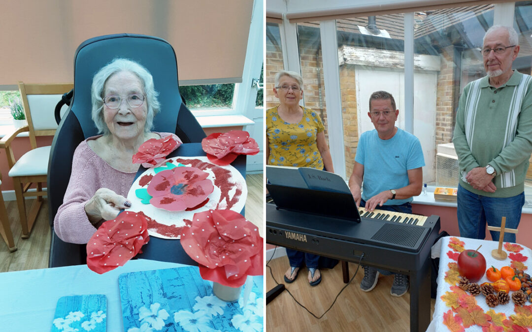 Poppy crafting and church service at Loose Valley Care Home