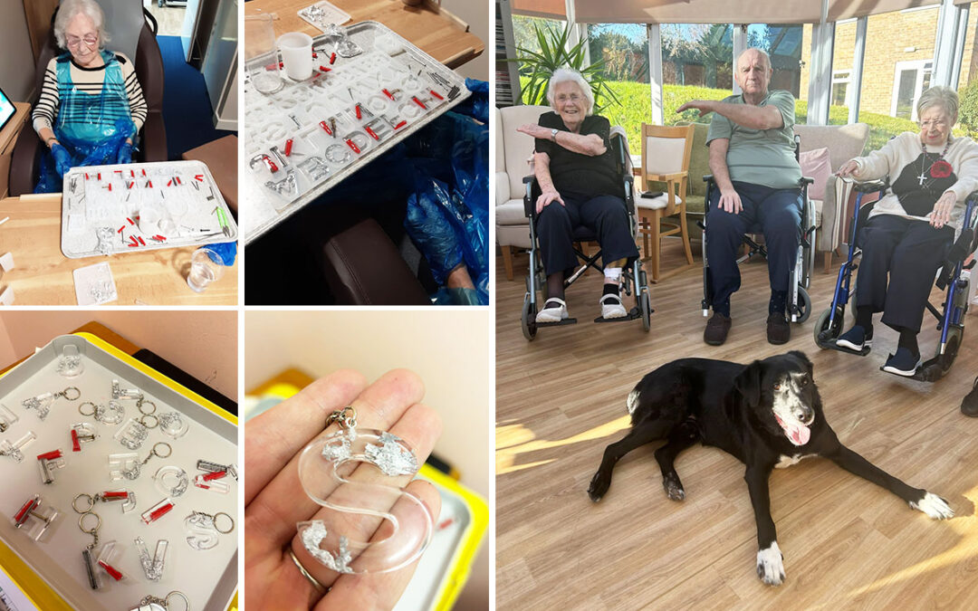 Resin crafts and a visit from Tyler at Loose Valley Care Home