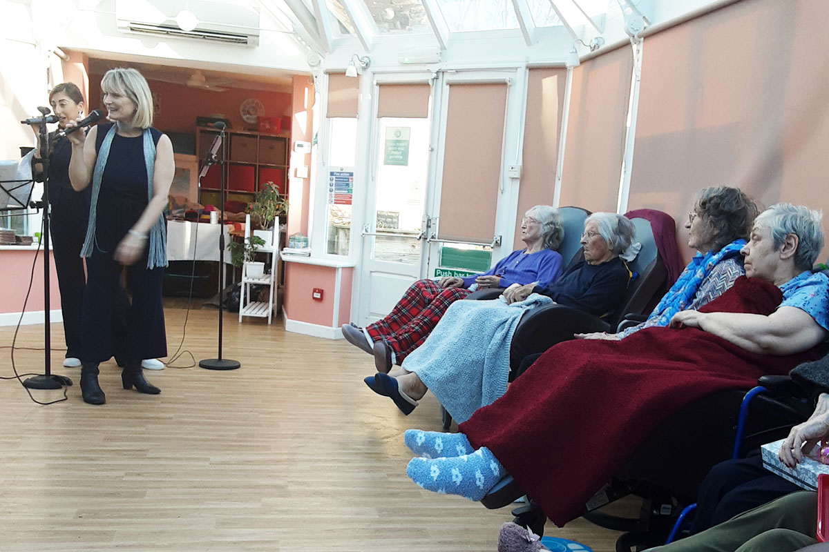 Musical performance from Caz and Ellie at Loose Valley Care Home