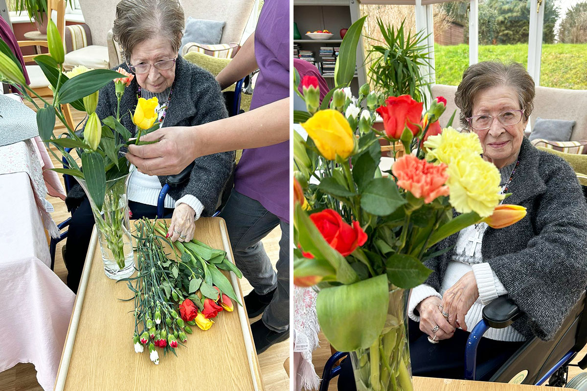 Loose Valley Care Home residents make floral displays