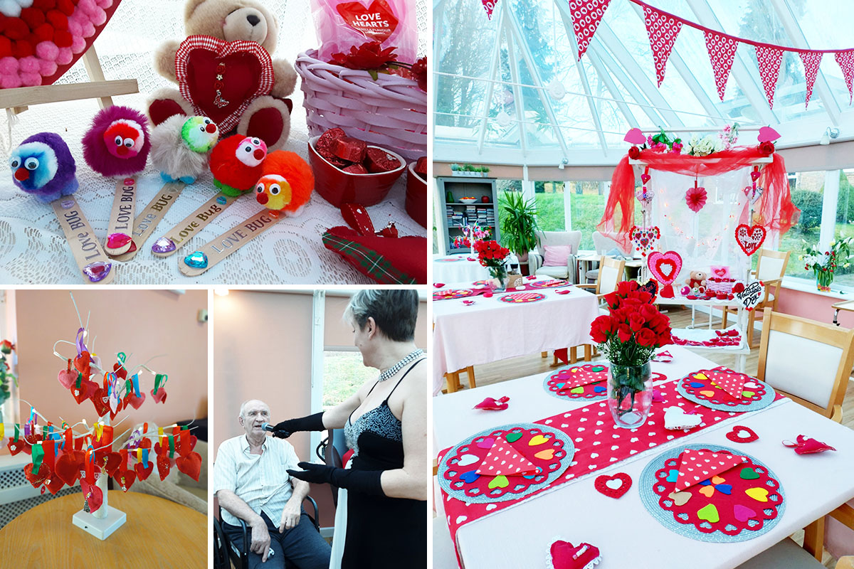 Valentine's Day decorations and treats at Loose Valley Care Home