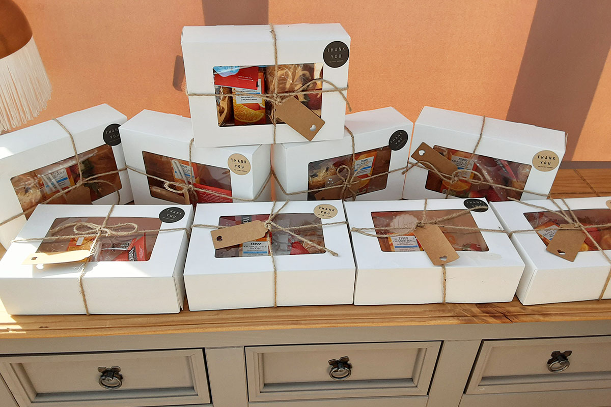 Treat boxes from a local school gifted to Loose Valley Care Home