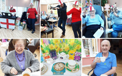 Celebrations for St George and tea drinking at Loose Valley Care Home