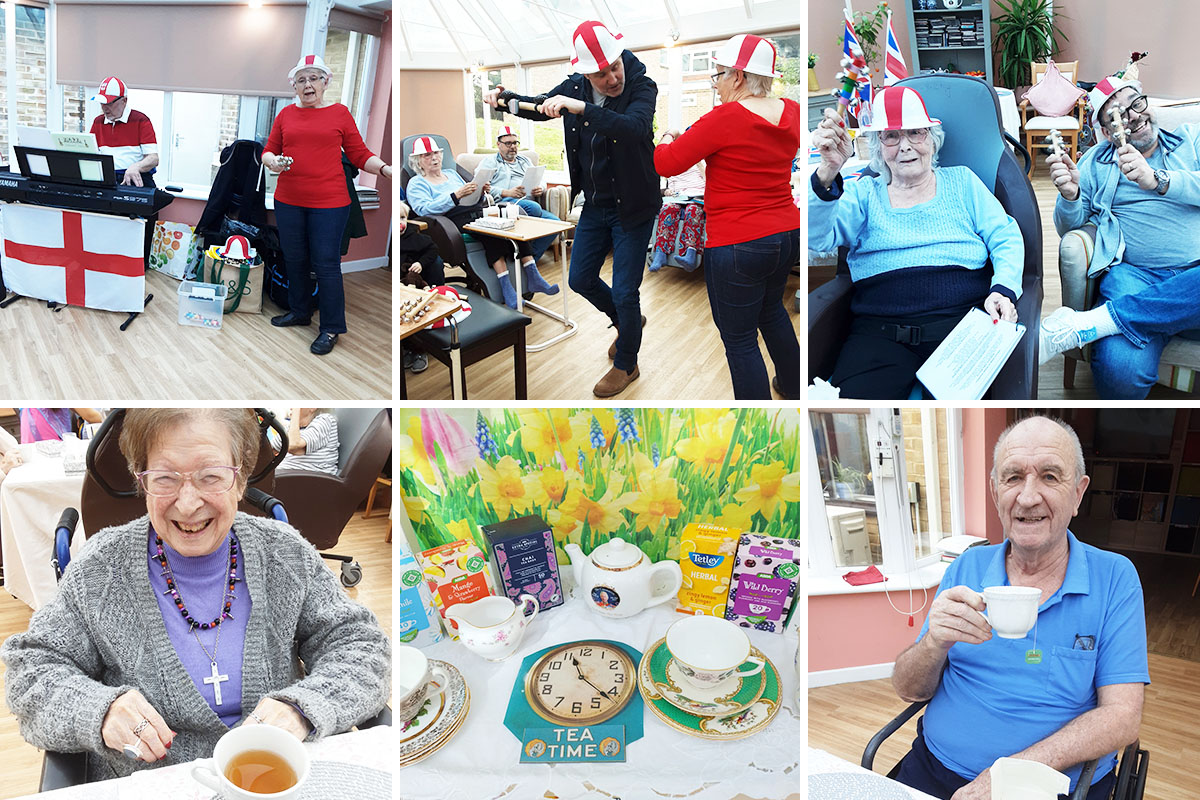 Celebrations for St George and tea drinking at Loose Valley Care Home