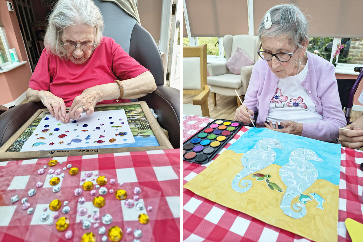 Loose Valley Care Home residents create beach-themed arts and crafts