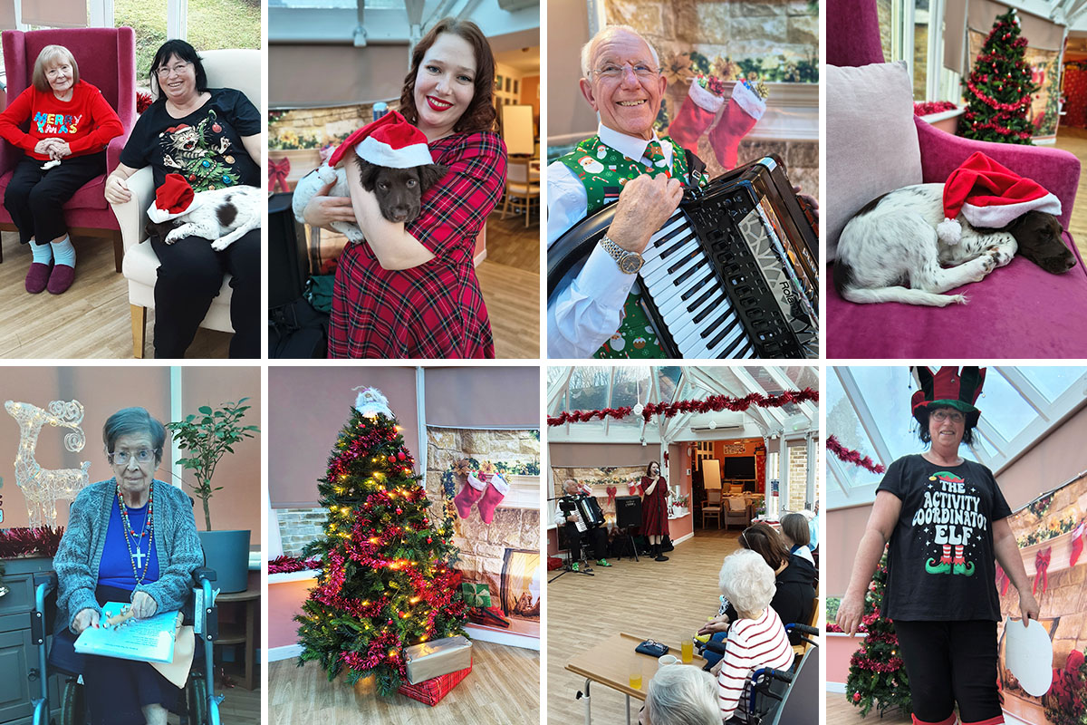 Loose Valley Care Home residents enjoy a seasonal singalong with PJ and Rose