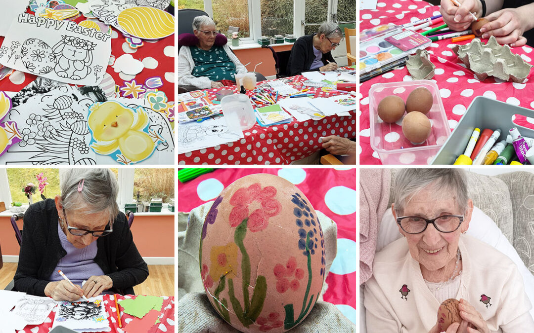 Easter cards and egg painting at Loose Valley Care Home