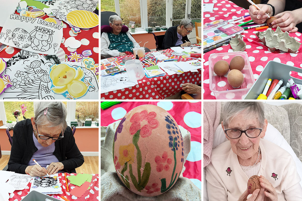 Easter cards and egg painting at Loose Valley Care Home
